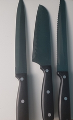 !09 НАБОР НОЖЕЙ 3 ШТУКИ - Сантоку нож 17 см.+Нож для хлеба 20 см.+Нож для нарезки 20 см.