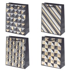 Пакет подарочный (бумага 210г/м2, (блок микс 12шт), L18 W8 H23,5 см, 4в.