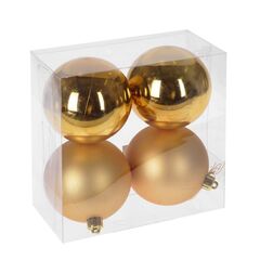 Набор из 4шт Украшение новогоднее Шар "Золотой квартет", D8 см, L16 W8 H16 см