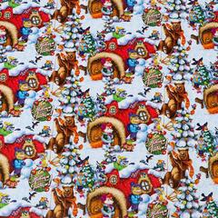 !09 Бумага упаковочная 4 листа глянцевая "Праздник во дворе", двусторонняя, 70 х 100 см