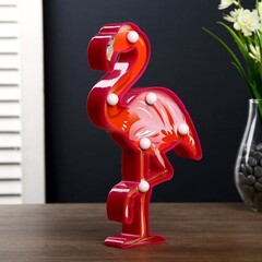 !09 Ночник "Фламинго" 6хLED батарейки 2хАА МИКС 14х3х22 см.