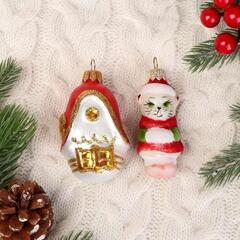 !09 Набор ёлочных игрушек "Кошкин дом" 2 шт, 11 см.