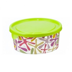 !Емкость для продуктов 3 предмета: круглая ДЕКО 0,5 л салатовая + прямоугольная 0,4 л. голубая + прямоугольная 0,6 л синяя