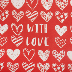 !09 Бумага крафт (набор 3 листа) «With love» фон красный 50 × 70 см.