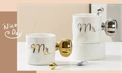 Кружка с ложкой, L9 W9 H8,5 см, дизайн микс.