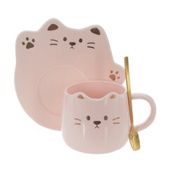 Кружка с блюдцем и ложкой, 300 мл, L16 W15 H10 см