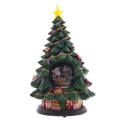 Фигур декор в стекл шаре "Елка и дед Мороз" (подсв, муз, вьюга, AAх3 н/п), D 10 см, L19,5 W19,5 H35