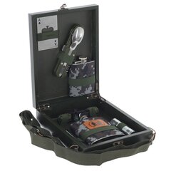 Набор из 7-ми предм: 2 фляжки 210/120 мл, ручка, фонарь, компас, открывалка, складной н-р,  Д18 Ш23,