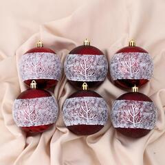 !09 Набор шаров 6 штук пластик d-8 см."Этель", цвет красно-белый