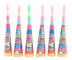 !Праздничные горны 6 штук "С Днем рождения" Paterra цвет синий