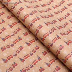 !09 Бумага упаковочная, 3 листа, крафт, "Новогодний паровоз", 50 х 70 см.