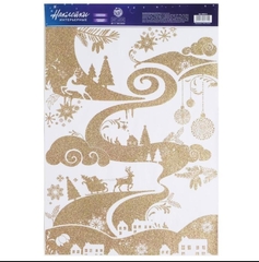 !09 Набор 2 штуки - Наклейка интерьерная с блесками "Пейзаж" 29.7*42 см.