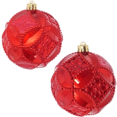 Набор из 2шт Украшение новогоднее Шар "Карнавальный узор", D 10 см, L20 W10 H10 см