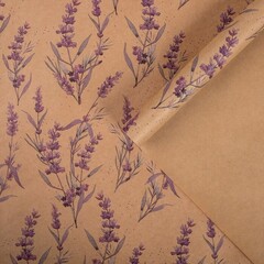 Бумага упаковочная 2 листа крафтовая «Ветки лаванды» 50х70 см