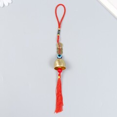 !Колокольчик металл "От сглаза" 1 колокол+3 монетки 18 см