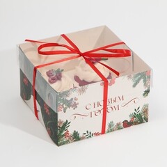 !09 Коробка (набор 3 штуки) для капкейка на 4 ячейки «Ботаника», 16 × 16 × 10 см.