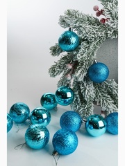 !09 Набор елочных шаров 12 штук "Анданте", шары новогодние, d=6 см. цвет голубой