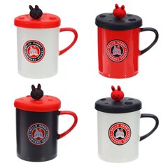 Кружка с крышкой, 400 мл, L12 W8,5 H14,5 см, дизайн микс