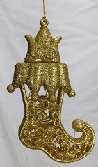 !09 НАБОР 2 ШТУКИ - ЕЛОЧНОЕ УКРАШЕНИЕ MARKO FERENZO "CLASSIC GOLD" САПОЖОК, 9 СМ. ЗОЛОТОЙ