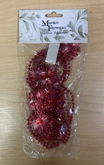 !09 НАБОР 2 ШТУКИ - ЕЛОЧНОЕ УКРАШЕНИЕ - БУСЫ "СНЕЖИНКИ" 2,7 М., ЦВЕТ КРАСНЫЙ