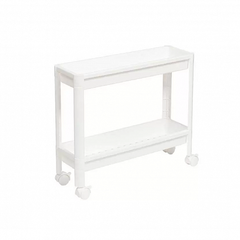 Этажерка VIKEA белая узкая 2-х ярусная на колесах