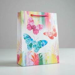 !НАБОР 2 ШТУКИ - Пакет ламинированный вертикальный «Бабочки», 18 × 23 × 8 см.