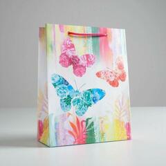 !09 НАБОР 3 ШТУКИ - Пакет ламинированный вертикальный «Бабочки», 18 × 23 × 8 см.
