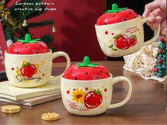 Кружка с крышкой, L10,5 W1,5 H7,8 см, дизайн микс