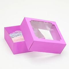 !НАБОР 2 ШТУКИ - Коробка сборная, крышка-дно, с окном, сиреневая, 14,5 х 14,5 х 6 см