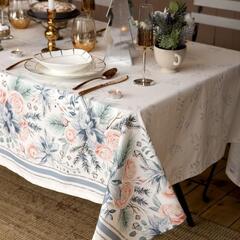 !09 Скатерть новогодняя "Christmas flowers" 149×220 см с ГМВО, 100% хлопок, 190 г/м². водоотталкивающая