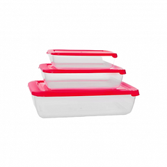 Набор контейнеров для СВЧ 3шт 0.45+0.9+1.9л прямоугольные