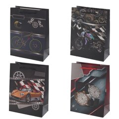 Пакет подарочный (бумага 210г/м2, блок микс 12шт), L18 W8,5 H24 см, 4в.