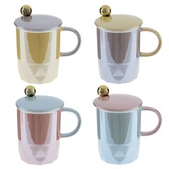 Кружка с крышкой и ложкой, 360 мл, L12 W9 H13 см, 4в.