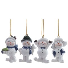Фигурка декоративная подвесная "Снеговик", L3,5 W2,5 H6 см, 4в.