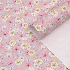 !Бумага упаковочная 2 листа крафт "Цветы", 50 х 70 см.