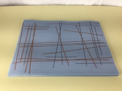 !09 Салфетка (набор 3 штуки) под горячее "Клетка", 30/43 см. цвет голубой