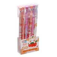 !09 Ручка гелевая (набор 5 штук) со стираемыми чернилами, стержень синий, Кошка с ягодами корпус МИКС