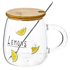 Кружка с крышкой и ложкой, 450 мл, L12 W9 H10 см