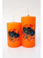 !09 Набор 3 штуки - Свеча декоративная " Сердечки любимых" 6x6x7 см. цвет оранжевый