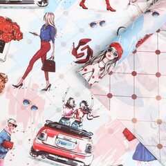 !Бумага упаковочная 2 листа глянцевая двусторонняя "Красотка", 70 х 100 см