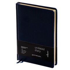 !09 Ежедневник НЕдатир. А5, 136 листов в линейку, кожзам "Небраска", золотой срез, синий