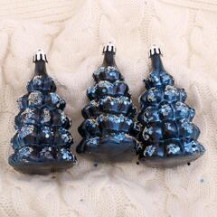 !Украшение ёлочное "Ёлочка в сугробах" 5х9,5 см (набор 3 шт) синий