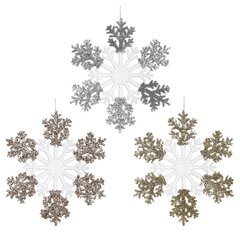 Изделие декоративное подвесное "Снежинка", L31,5 W0,5 H31,5 см, 3в.