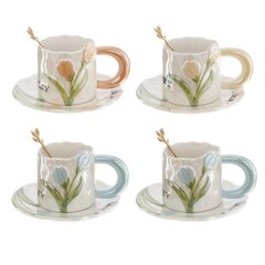 Чашка с блюдцем и ложкой, 240 мл, L15 W15 H7,5 см, дизайн микс