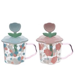 Кружка с крышкой и ложкой, 450 мл, L14 W11 H10,5 см, дизайн микс