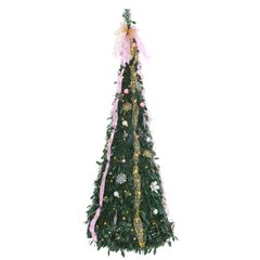 Ёлка искусств с подсвет от сети, L80 W80 H210, 200LED, 36 шаров +6 бантов, экспресс сборка