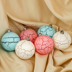 !09 Набор елочных шаров (набор 6 штук) "Кракле" пластик d-6 см. цвет микс