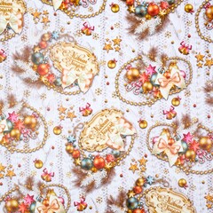 !09 Бумага упаковочная 2 листа глянцевая "Вязанка на белом", 70 х 100 см.