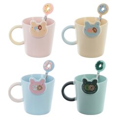 Кружка с ложкой, 350 мл, L12 W9,5 H11 см, дизайн микс