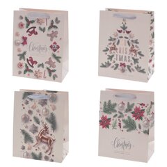 Пакет подарочный (бумага, плотность 210г/м2, блок микс 12шт), L18 W10 H23 см, 4в.